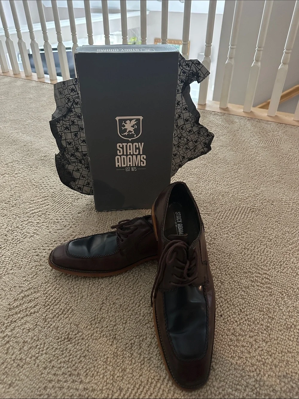 Stacy Adams Brown and Black Leather Lace-Up Derbys